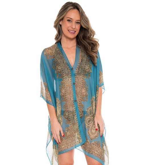 P/S Paisley Prints·Kimono·Wrap·Swimsuit Cover·Bikini Cover up·ComfyLuxe - Picture 11 of 11